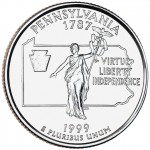 1999 50 State Quarters Coin Pennsylvania Uncirculated Reverse
