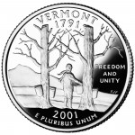 2001 50 State Quarters Coin Vermont Proof Reverse