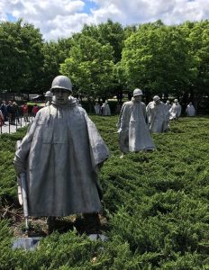 Stone statues of soldiers at the Korean War Veterans Memorial