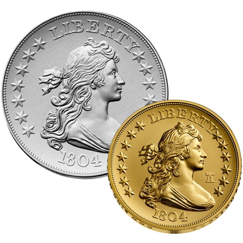 1804 Silver Dollar and Gold Coin