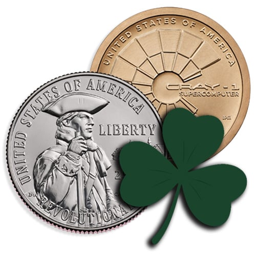 Revolutionary War Quarter, Cray-1 Dollar, Shamrock