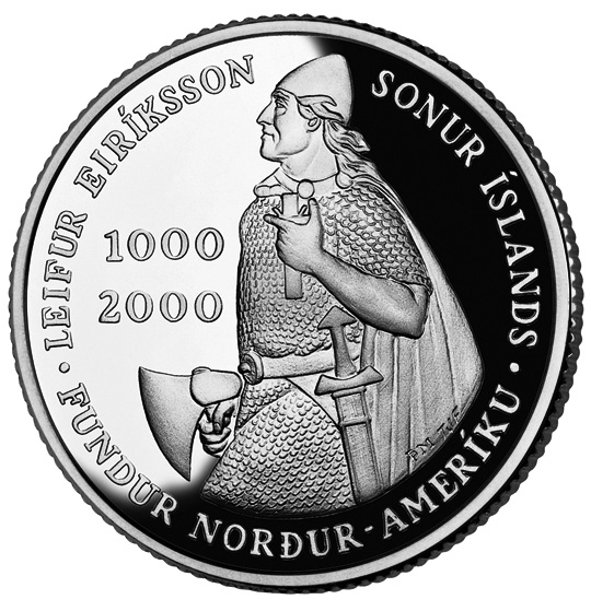 Leif Ericson Icelandic Silver Dollar Obverse