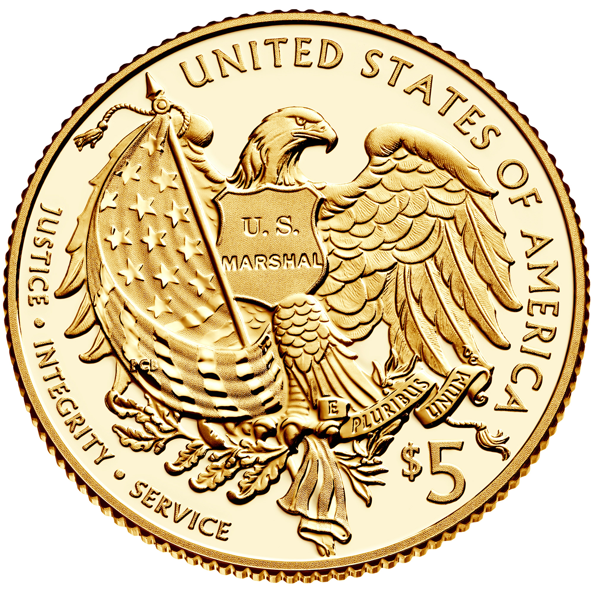 U.S. Marshals $5 Gold Coin Reverse