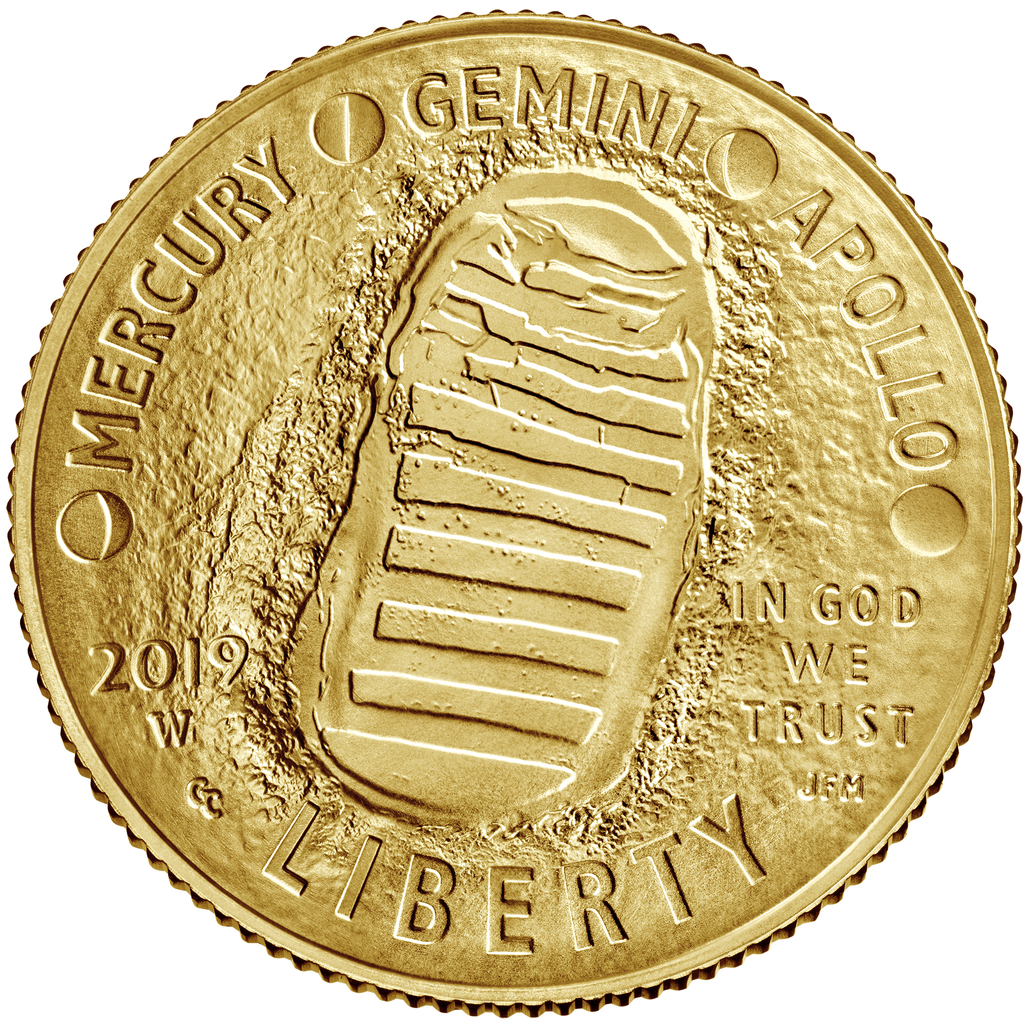 astronaut boot print on the moon in gold