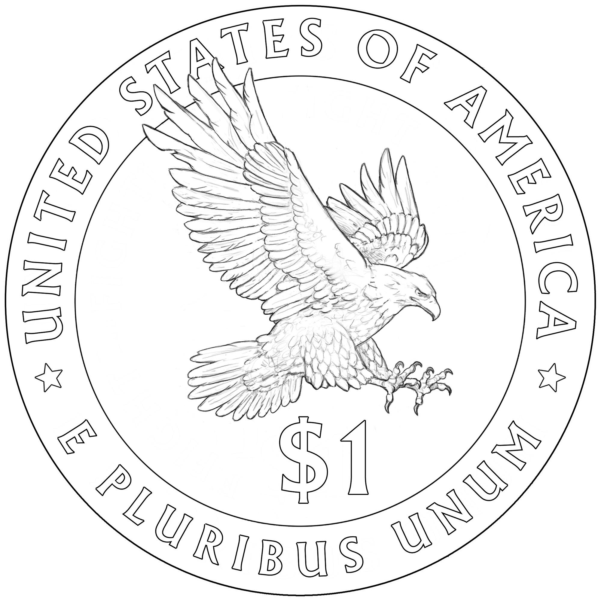 Dollar Coin Reverse with Eagle
