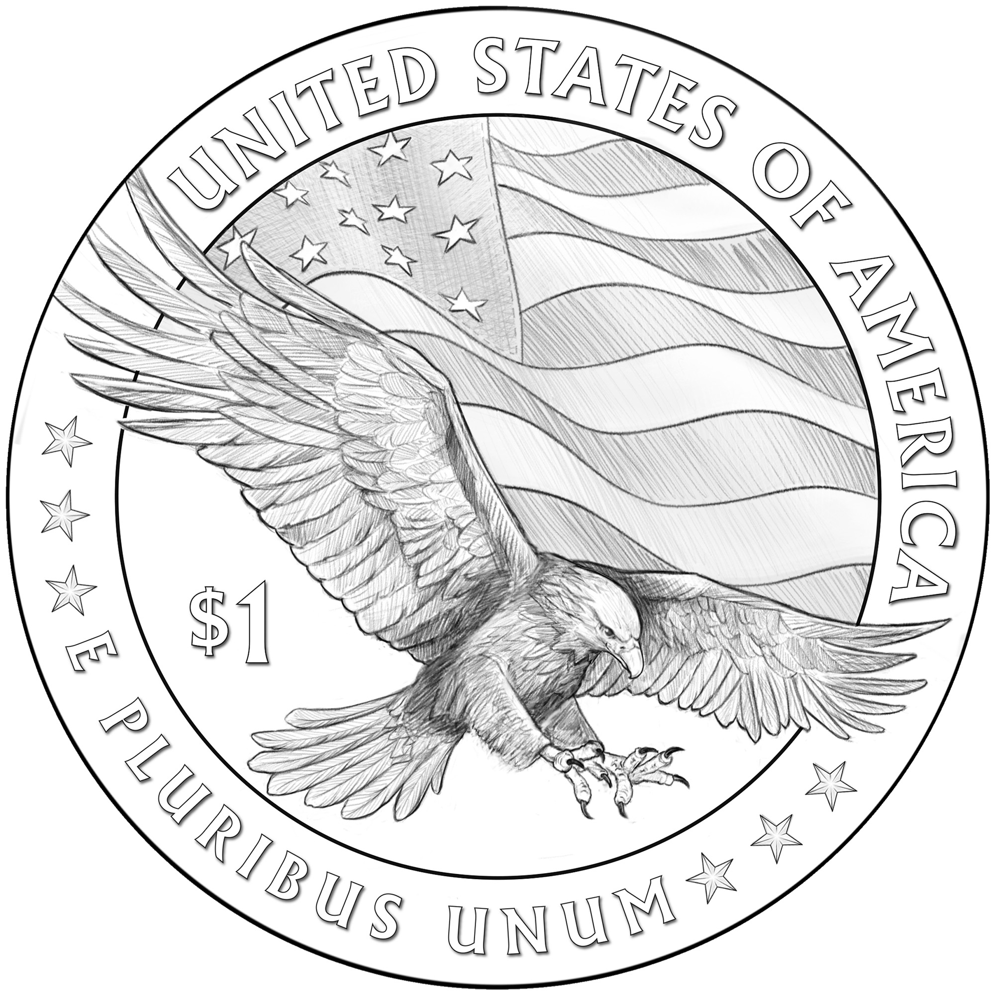 Dollar Coin Reverse with Eagle