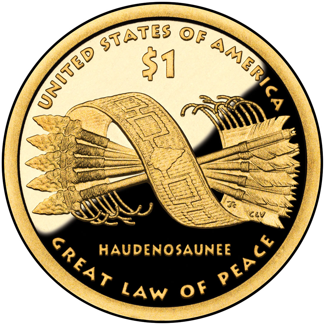 Native American $1 Coin - Great Law of Peace Reverse