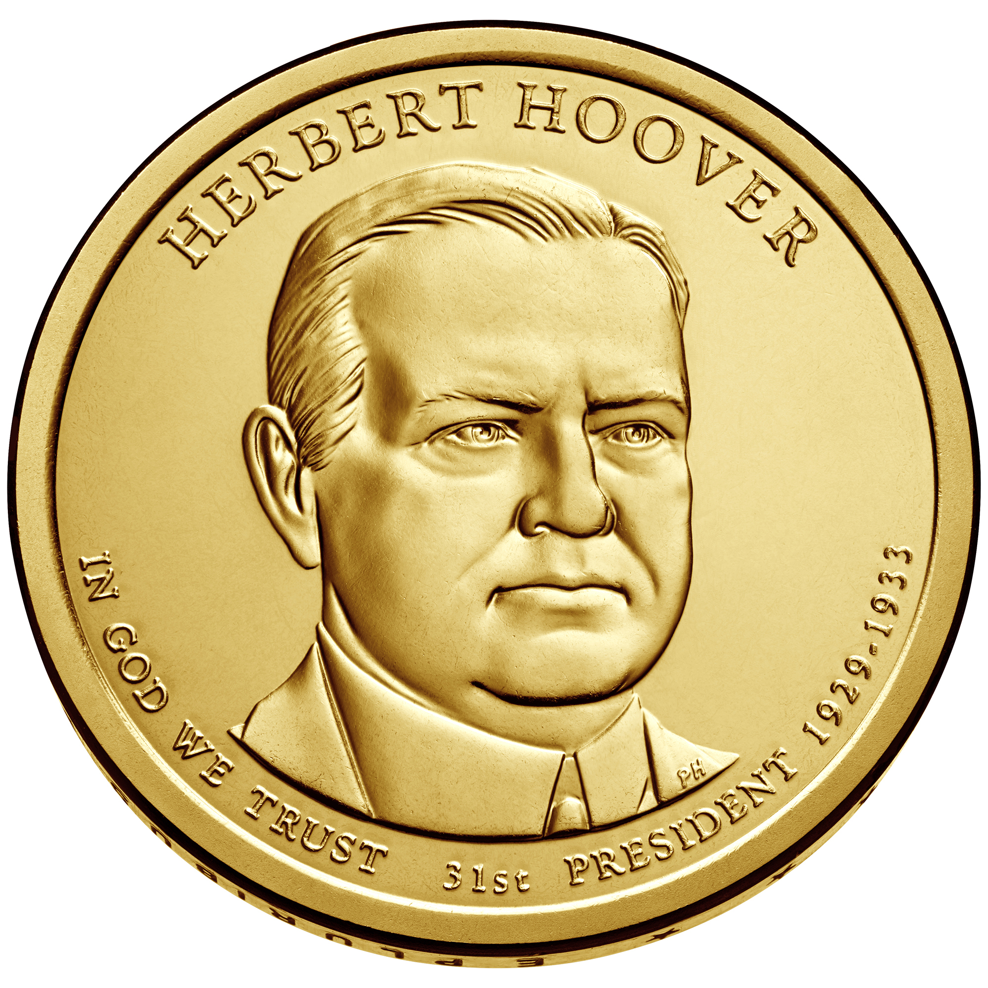 Presidential $1 Coin - Herbert Hoover Obverse