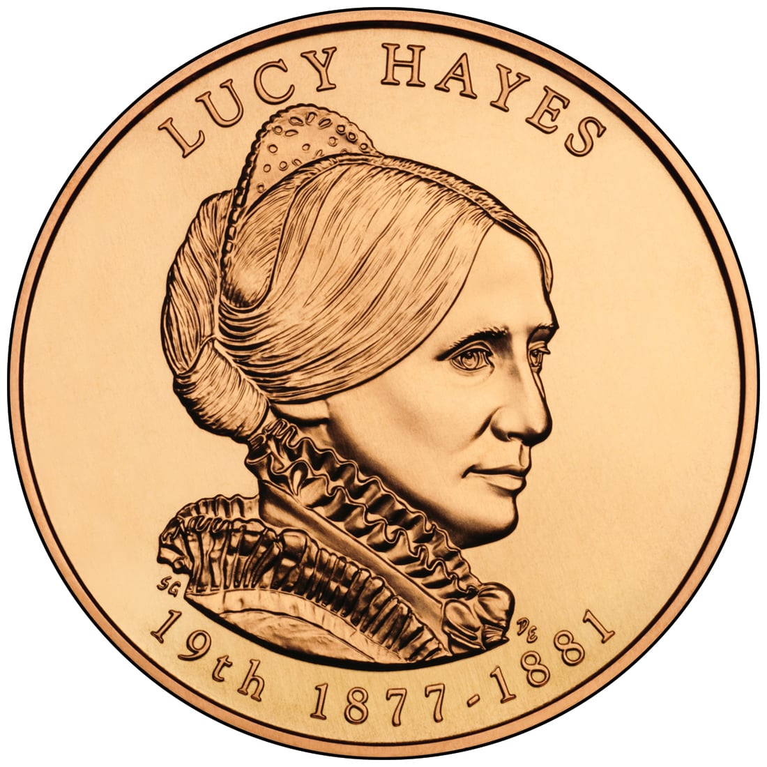 First Spouse Lucy Hayes Coin & Medal Obverse