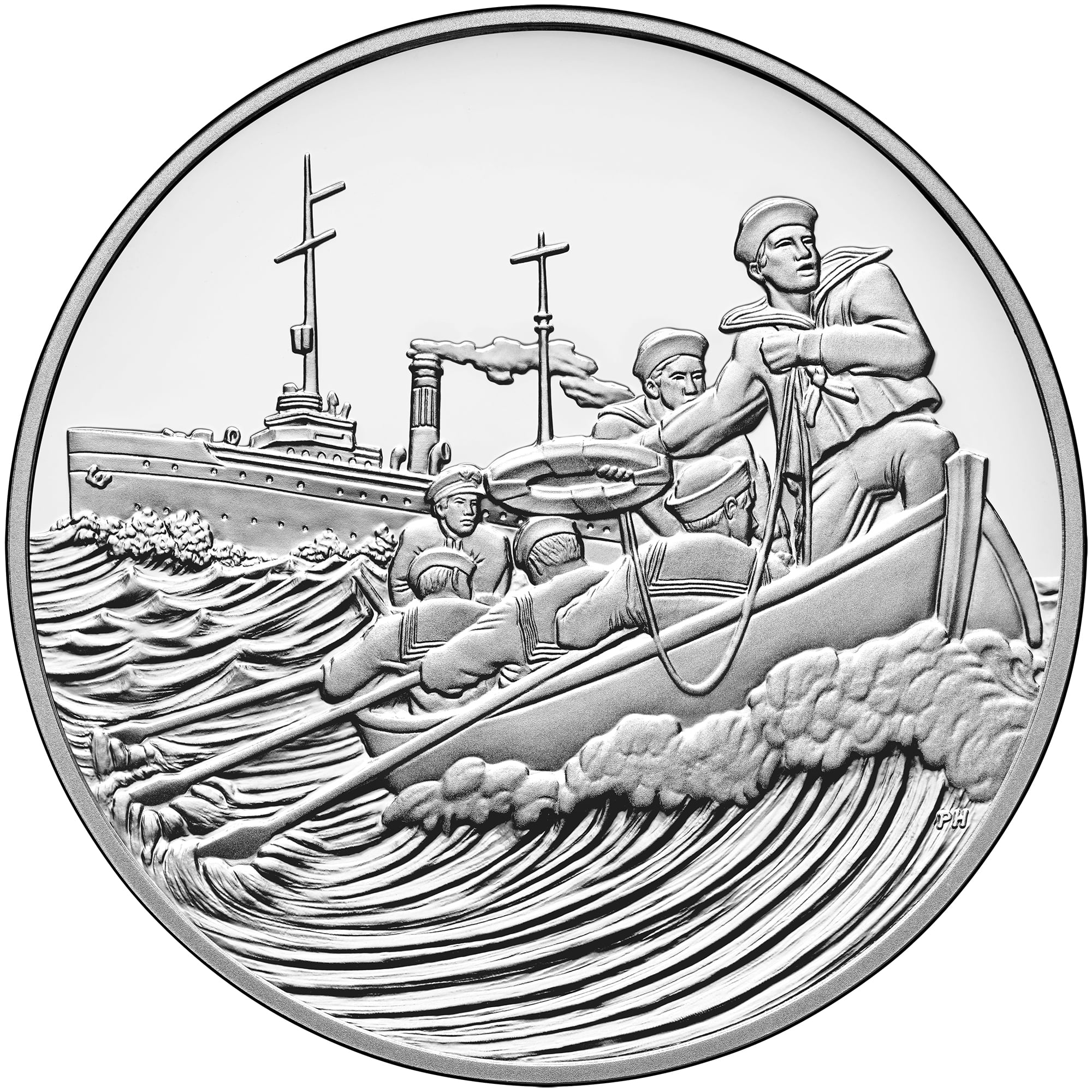 WWI Centennial Coast Guard Silver Medal Obverse