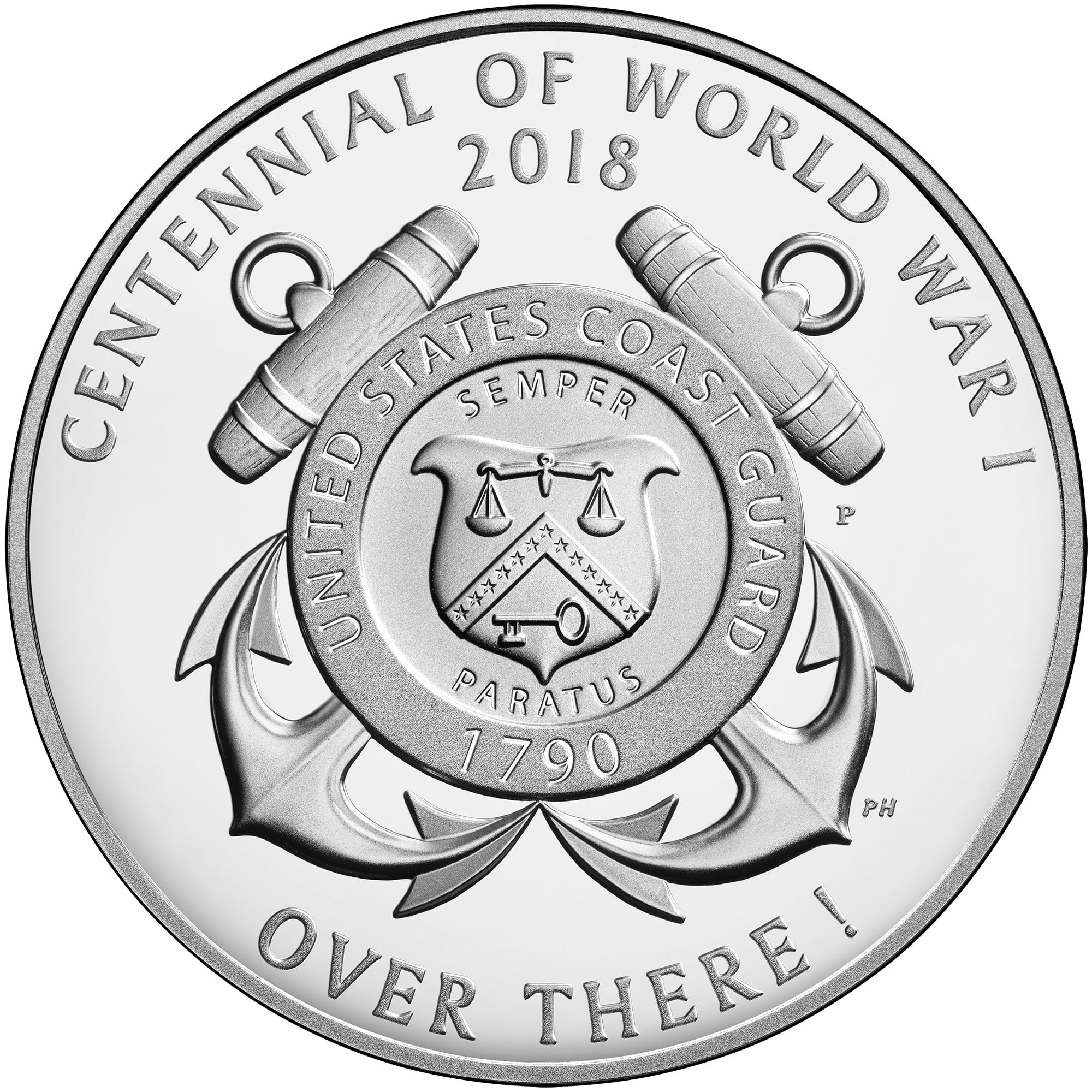 WWI Centennial Coast Guard Silver Medal Reverse