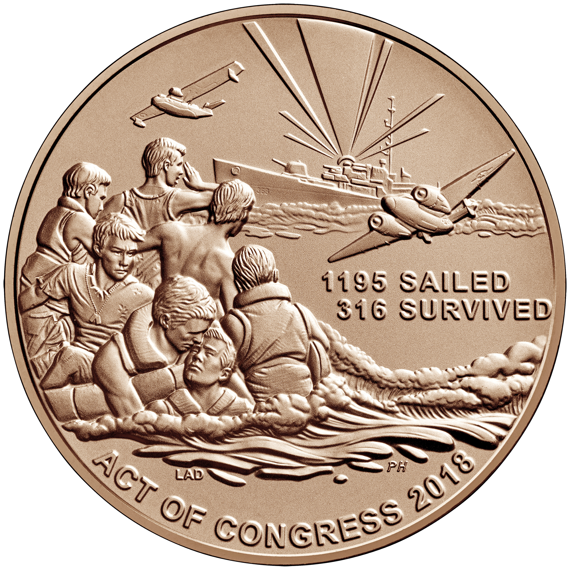 USS Indianapolis Bronze Medal Reverse