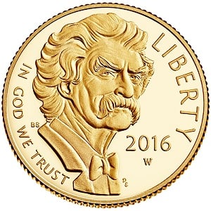 Mark Twain gold proof obverse