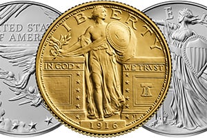 Standing Liberty Gold Coin & Silver Medal Set