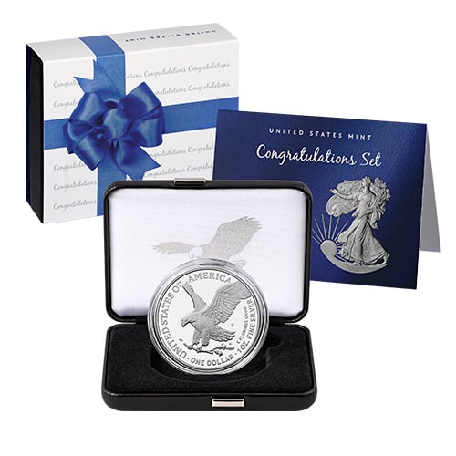Congratulations Set with American Eagle Silver Coin