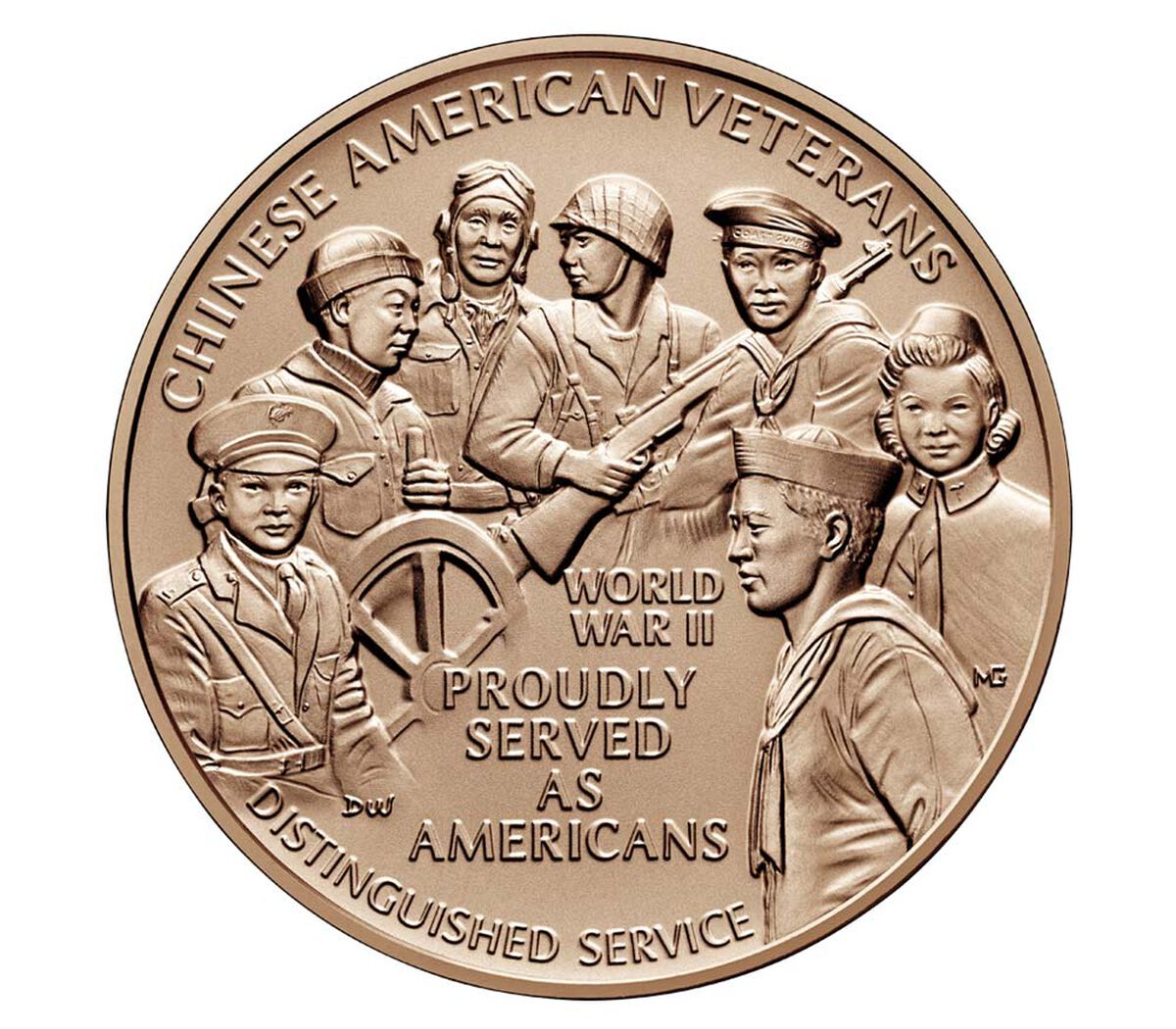 Chinese American Veterans World War II Bronze Medal image number 1.0