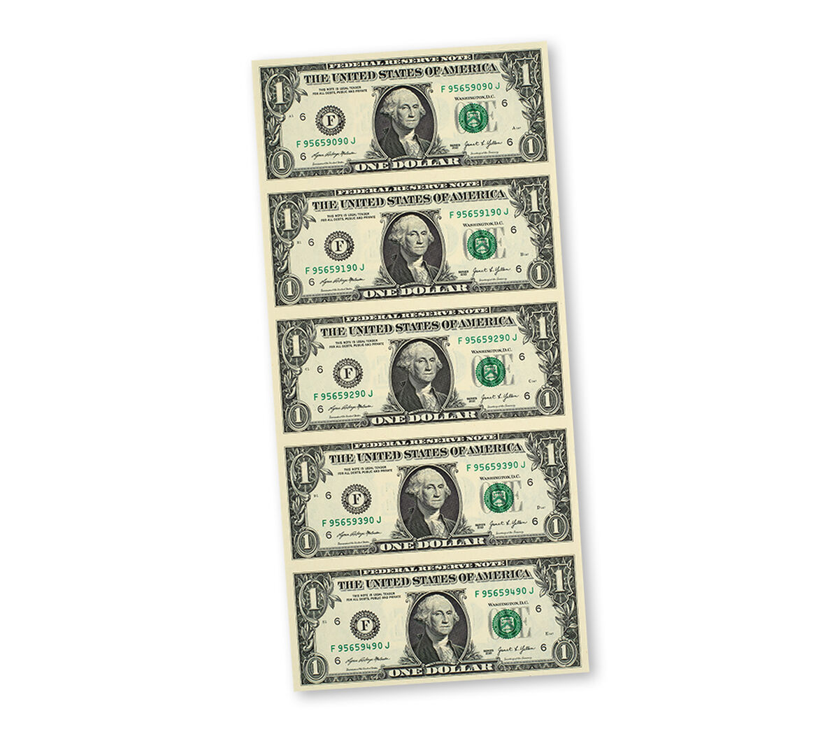 $1 &ndash; 5 Note Sheet (Atlanta) Series 2021, , hi-res image number 5.0