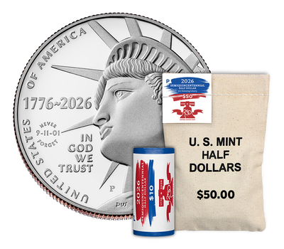 Semiquincentennial Half Dollar 2026 Rolls and Bags - 9/11 Enduring Liberty