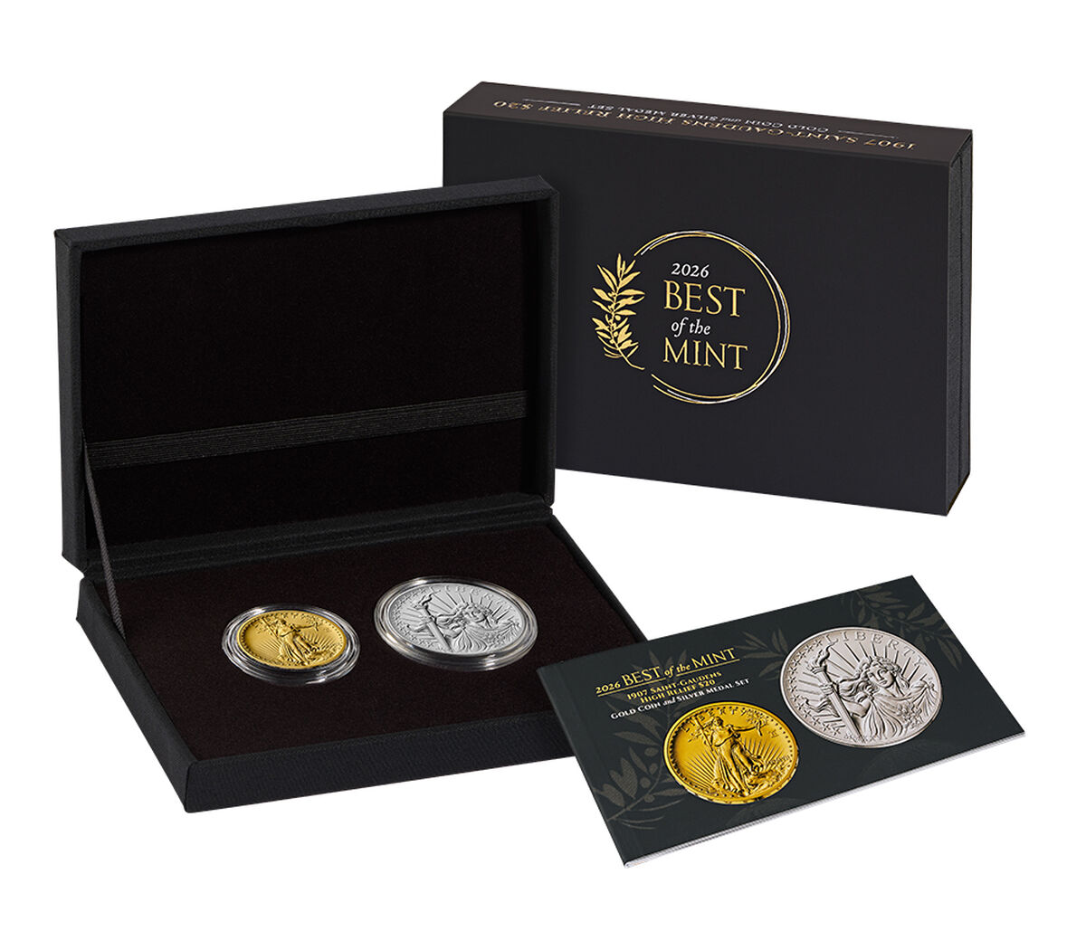 Best of the Mint 1907 Saint-Gaudens High Relief $20 Gold Coin and Silver Medal Set, , hi-res image number 1.0