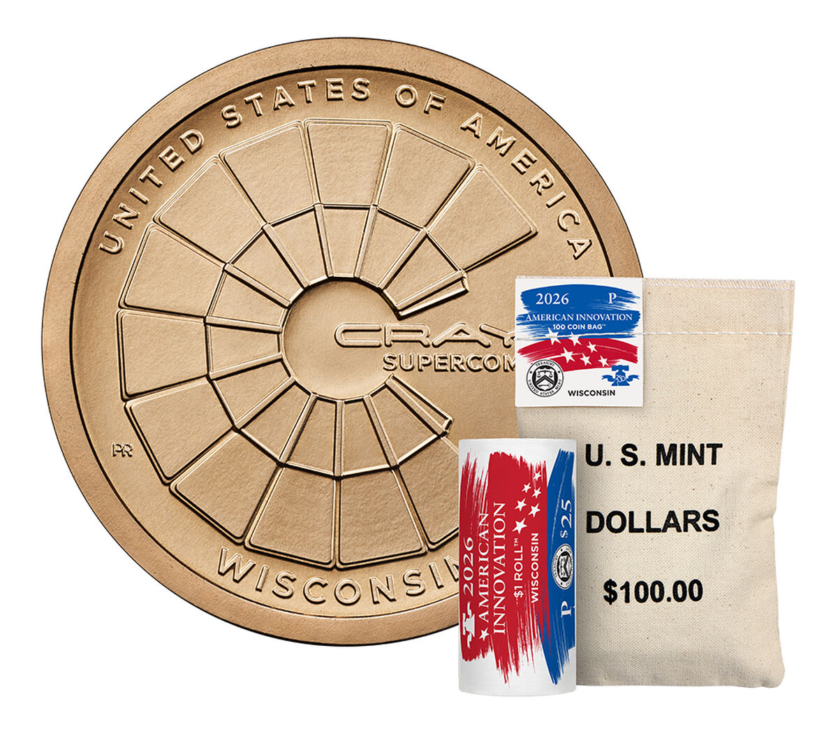 American Innovation $1 Coin 2026 Rolls and Bags - Wisconsin image number 1.0
