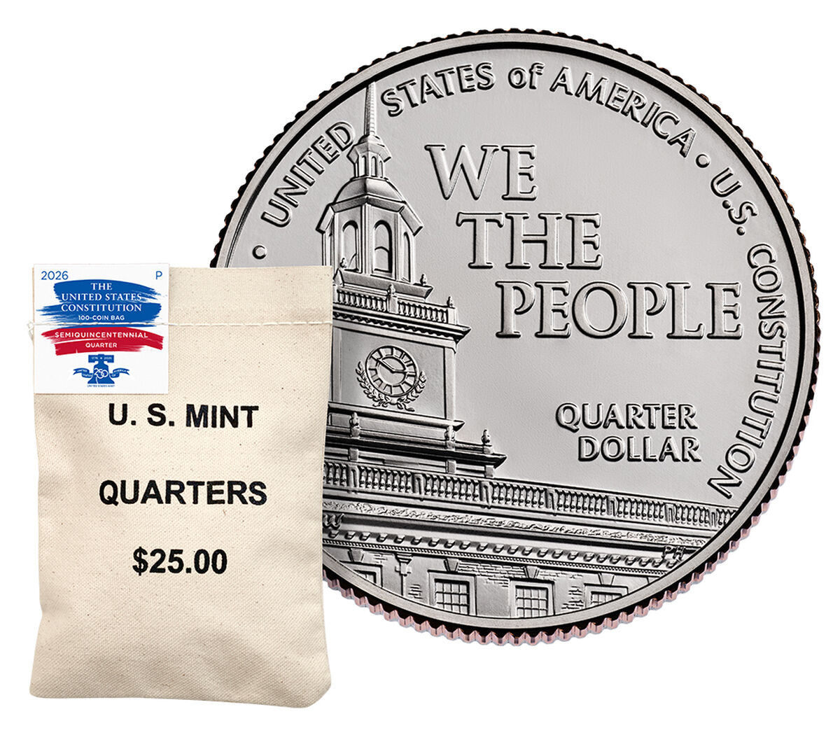 Semiquincentennial Quarters 2026 Rolls and Bags - U.S. Constitution image number 1.0