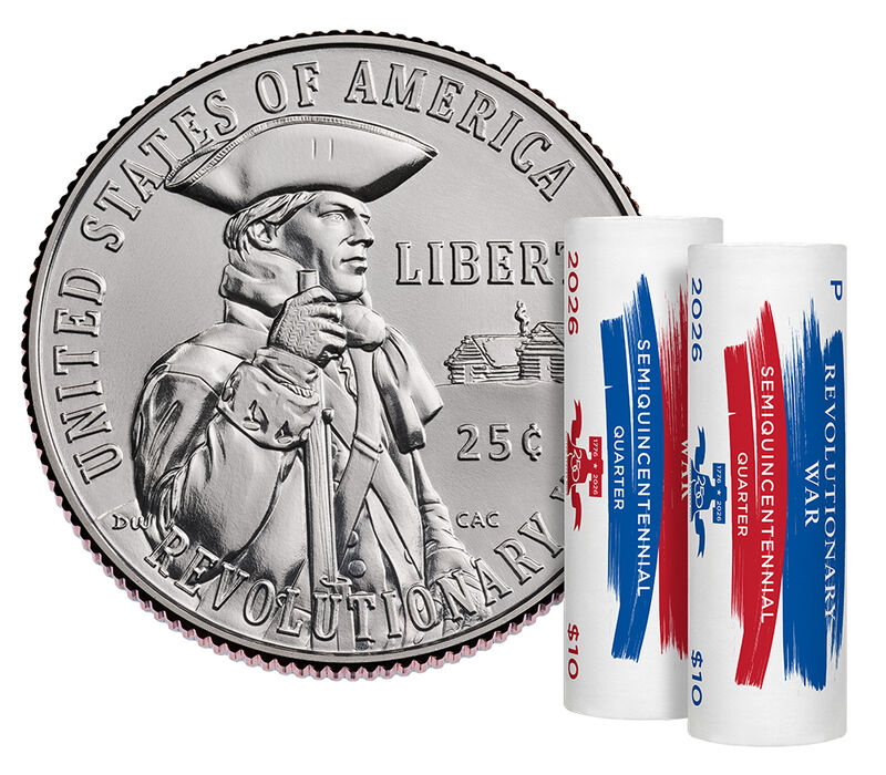 Semiquincentennial Quarters 2026 Rolls and Bags - Revolutionary War: 2-Roll Set (P, D)