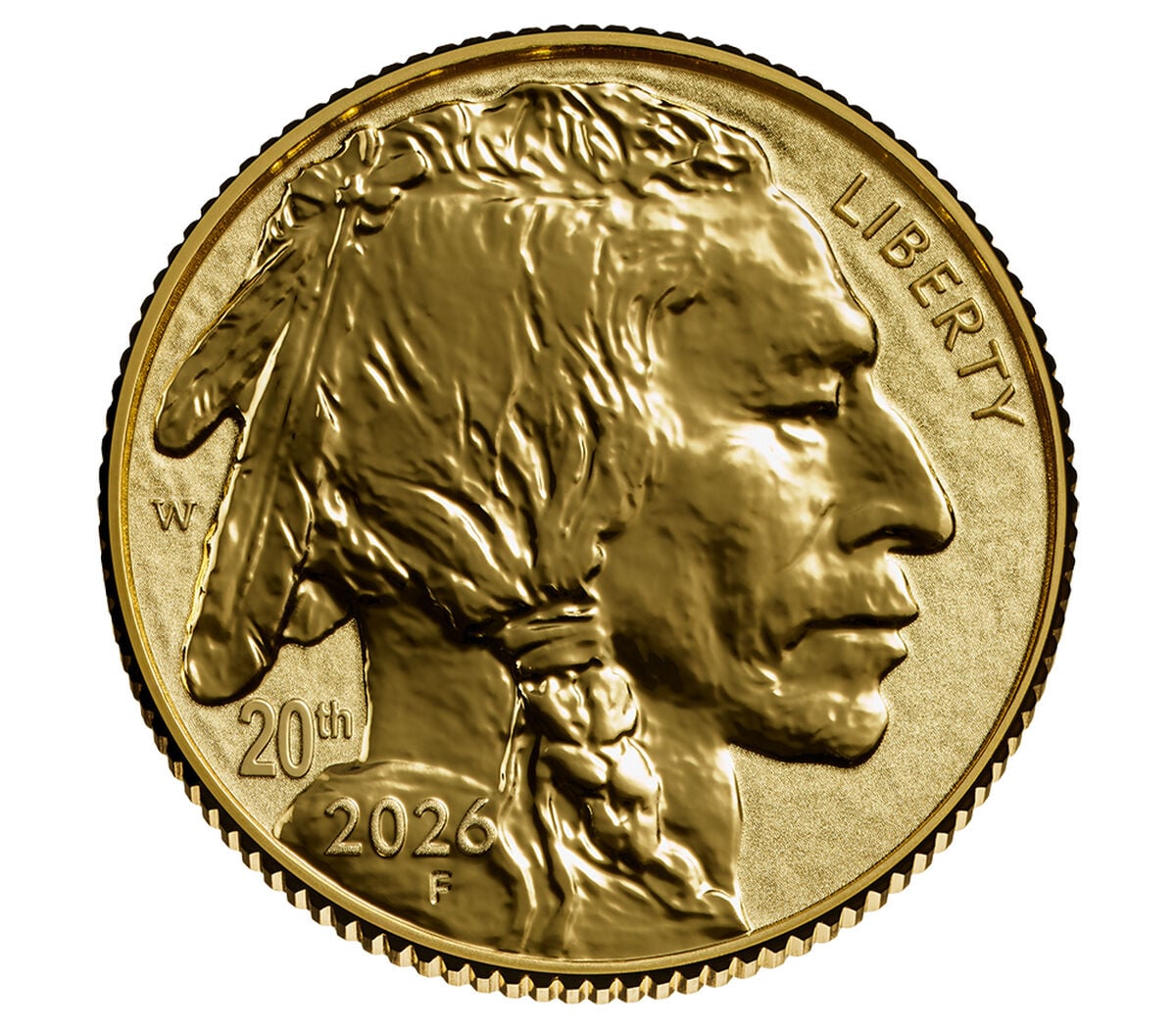 20th Anniversary American Buffalo 2026 One-Tenth Ounce Gold Reverse Proof Coin, , hi-res image number 1.0