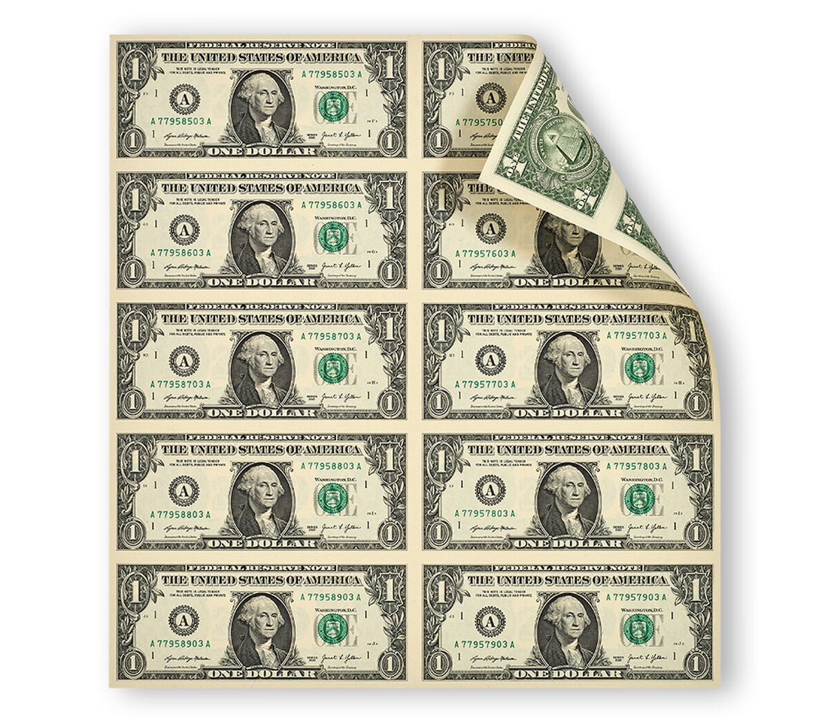 $1: 10-Note Sheet, , hi-res image number 3.0