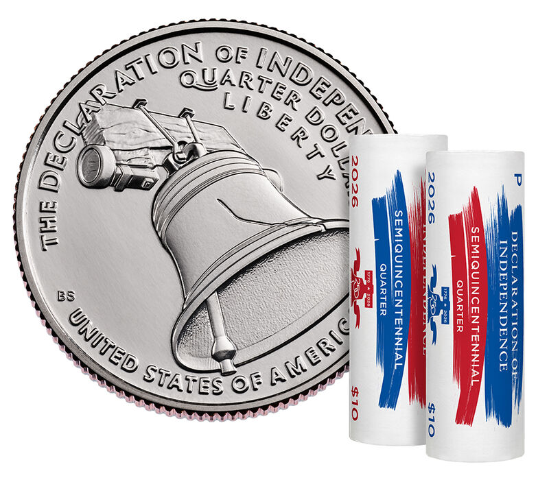 Semiquincentennial Quarters 2026 Rolls and Bags - Declaration of Independence: 2-Roll Set (P, D)