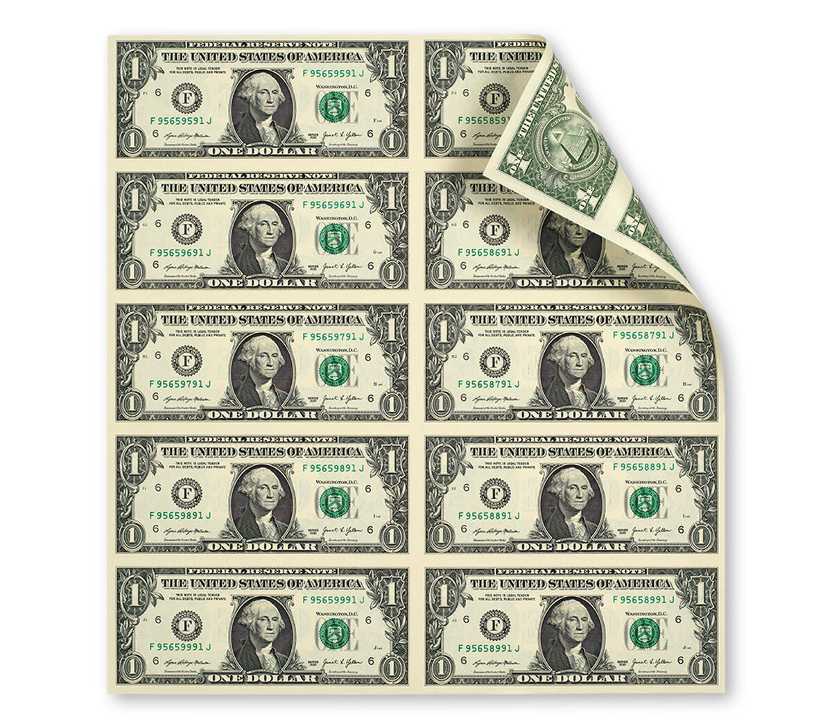 $1 &ndash; 10 Note Sheet (Atlanta) Series 2021, , hi-res image number 2.0