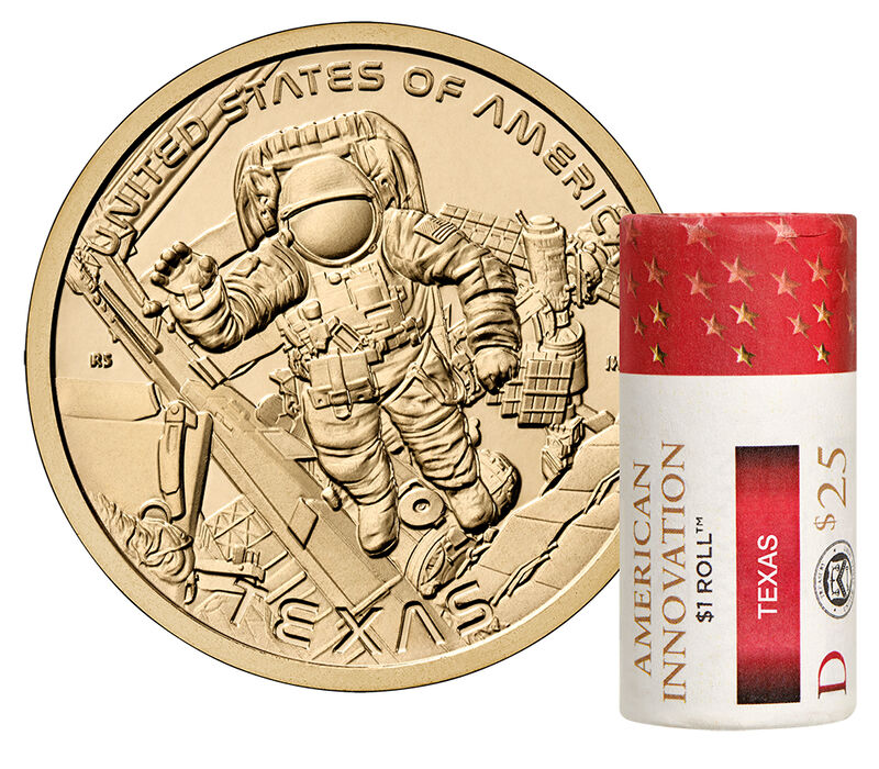 American Innovation $1 Coin 2025 Rolls and Bags - Texas: 25-Coin Roll (D)