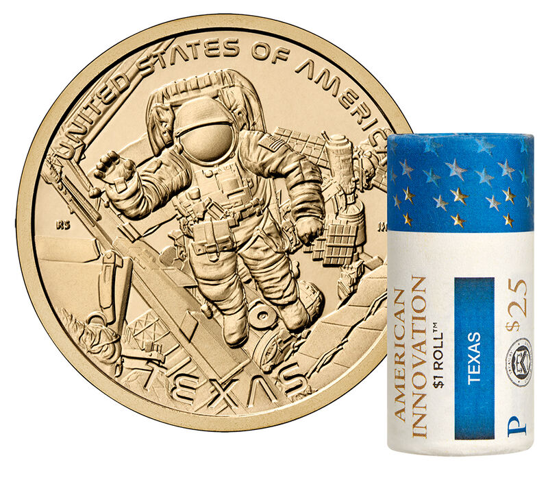 American Innovation $1 Coin 2025 Rolls and Bags - Texas: 25-Coin Roll (P)
