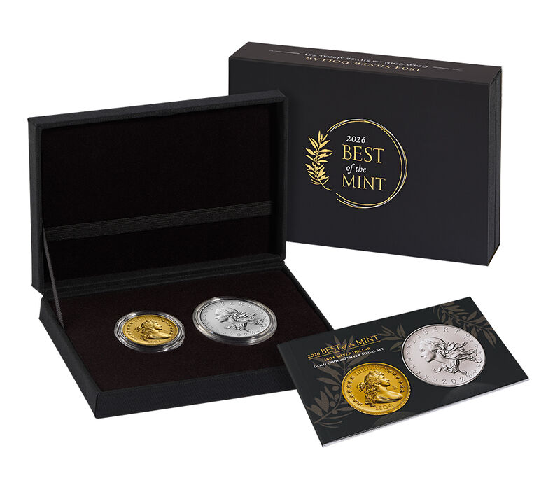 Best of the Mint 1804 Silver Dollar Gold Coin and Silver Medal Set