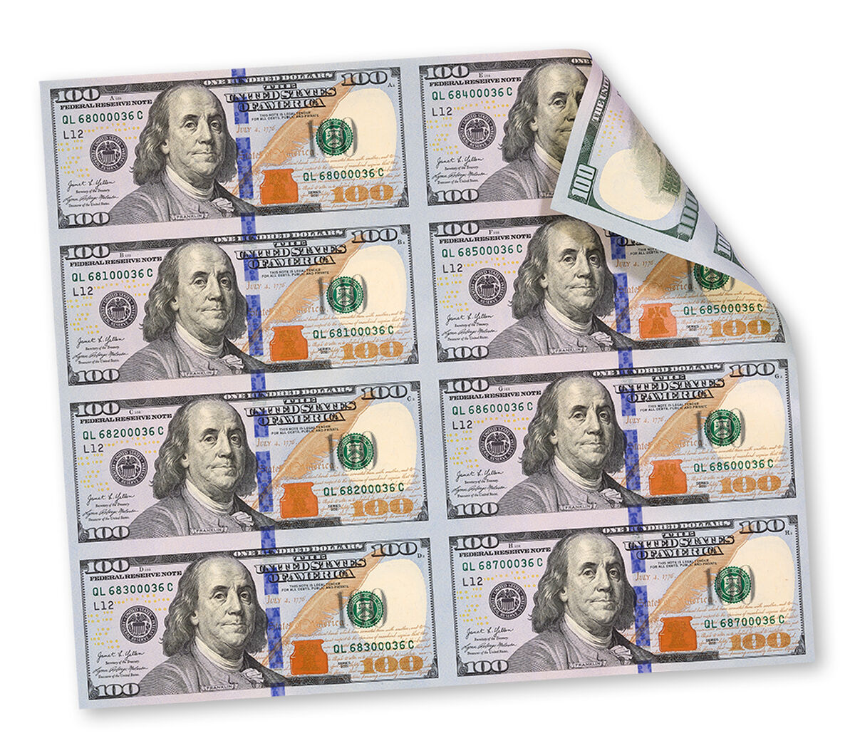 $100 &ndash; 8 Note Sheet San Francisco (L), , hi-res image number 2.0