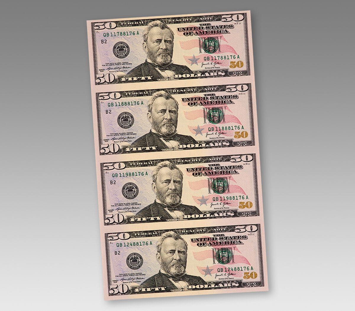$50 &ndash; 4 Note Sheet New York (B), , hi-res image number 2.0