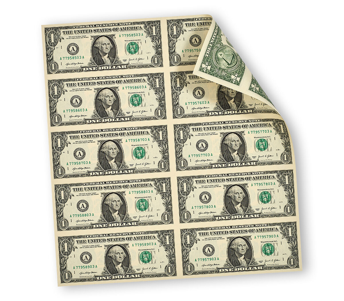 $1: 10-Note Sheet, , hi-res image number 2.0