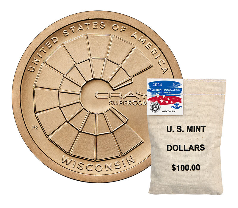 American Innovation $1 Coin 2026 Rolls and Bags - Wisconsin: 100-Coin Bag (P)