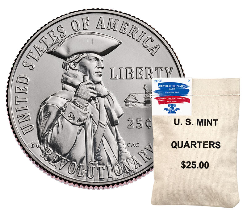 Semiquincentennial Quarters 2026 Rolls and Bags - Revolutionary War: 100-Coin Bag (P)