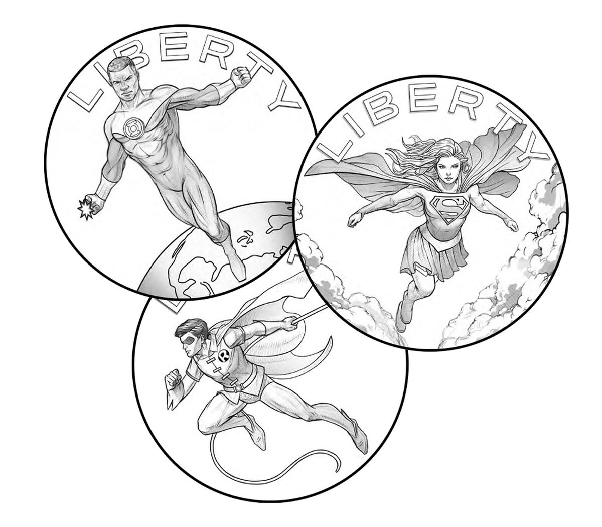 Comic Art Three Medal Set, 2026 Super Heroes, , hi-res image number 1.0