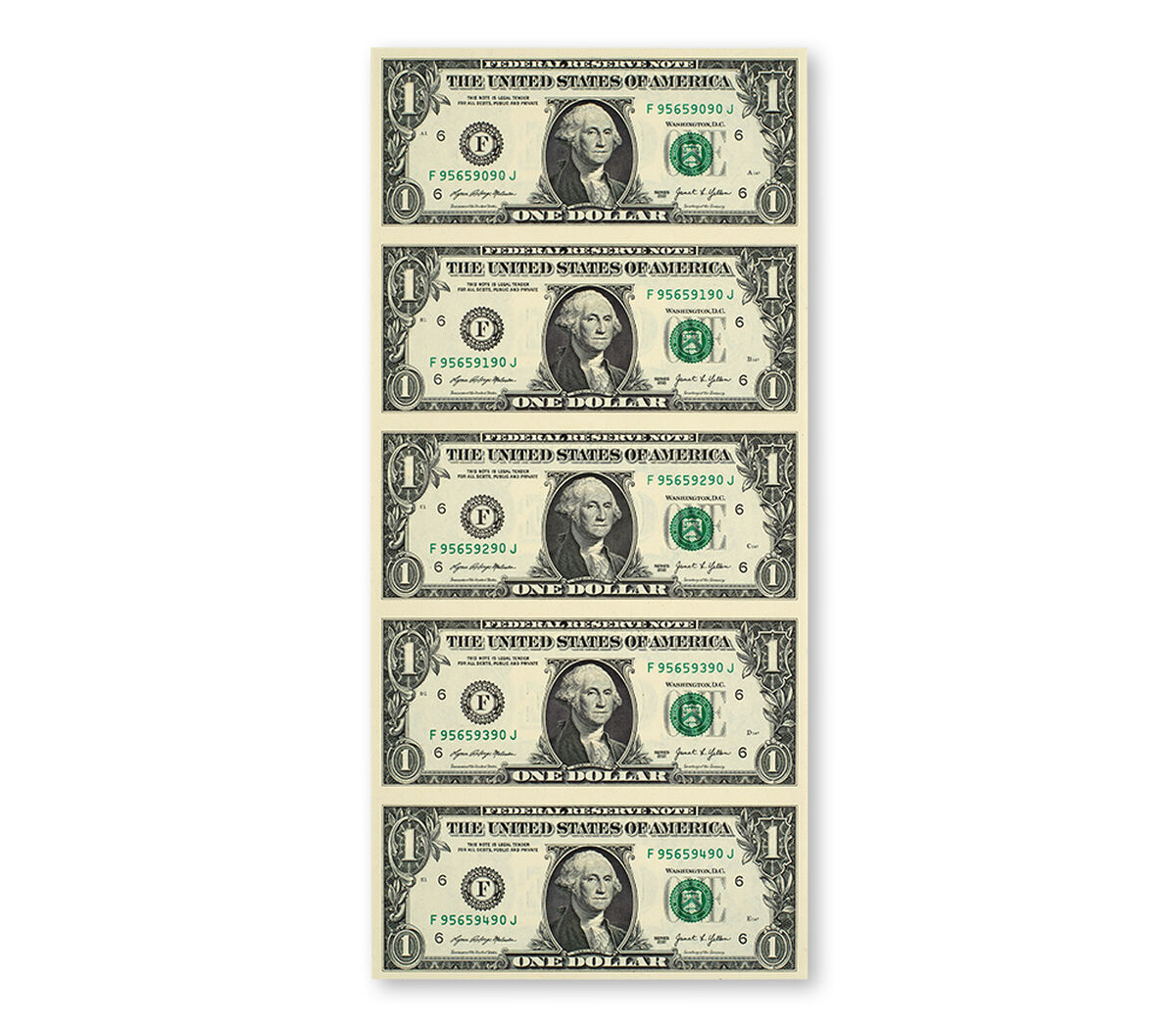 $1 &ndash; 5 Note Sheet (Atlanta) Series 2021, , hi-res image number 4.0