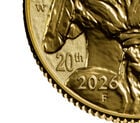20th Anniversary American Buffalo 2026 One-Tenth Ounce Gold Reverse Proof Coin, , hi-res