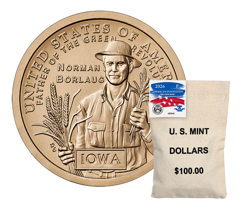 American Innovation $1 Coin 2026 Rolls and Bags - Iowa: 100-Coin Bag (P)