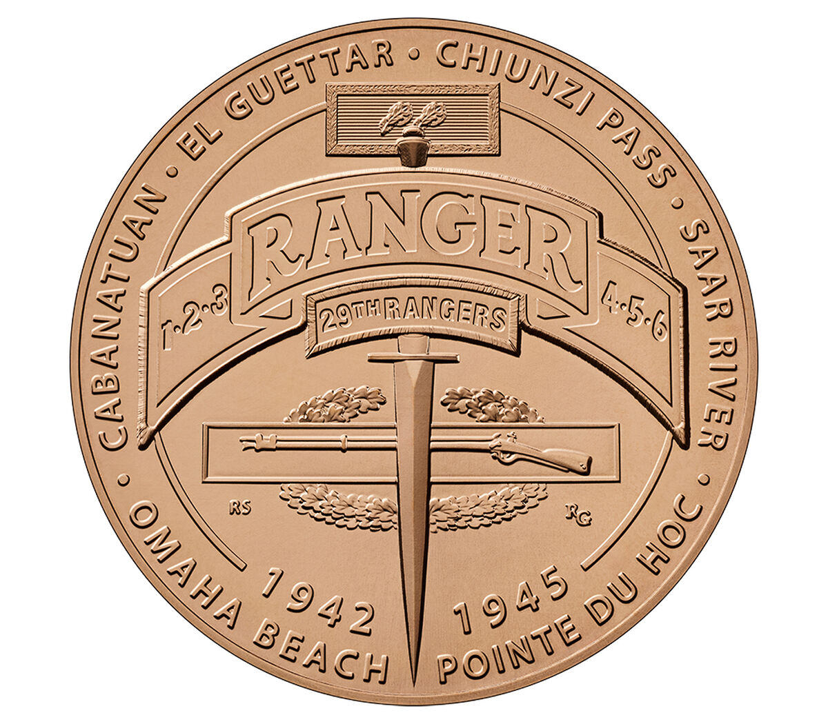 U.S. Army Rangers Veterans of WWll Bronze Medal image number 2.0
