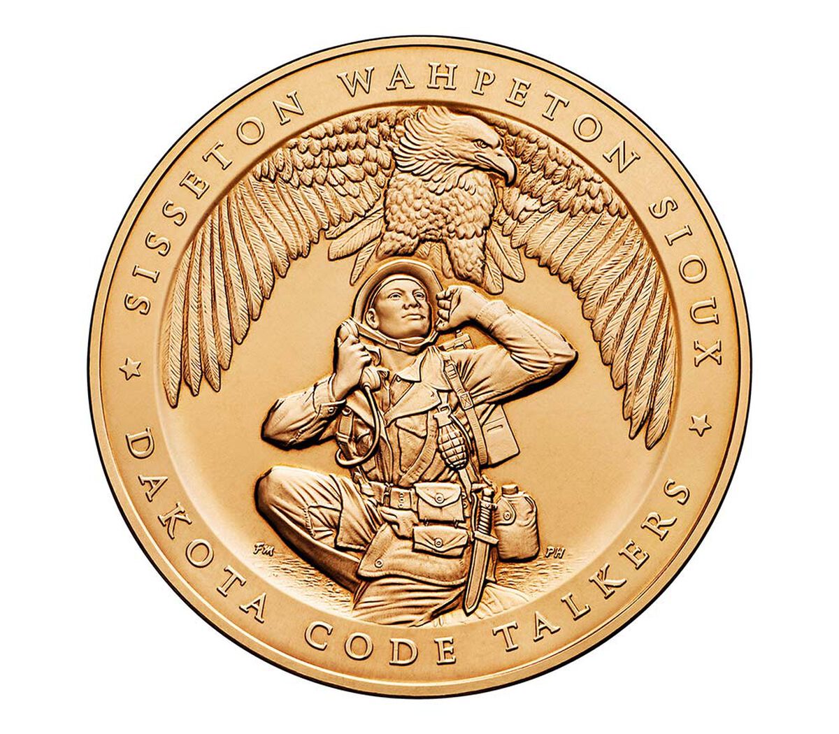 Sisseton Wahpeton Oyate (Sioux) Tribe Code Talkers Bronze Medal image number 1.0