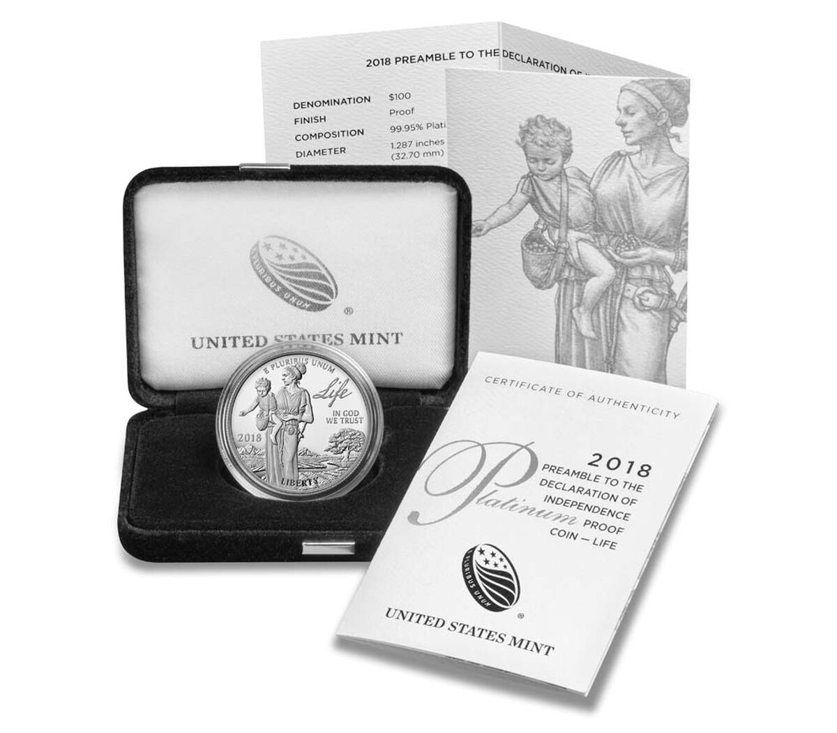 Preamble to the Declaration of Independence 2018 Platinum Proof Coin - Life, , hi-res image number 5.0