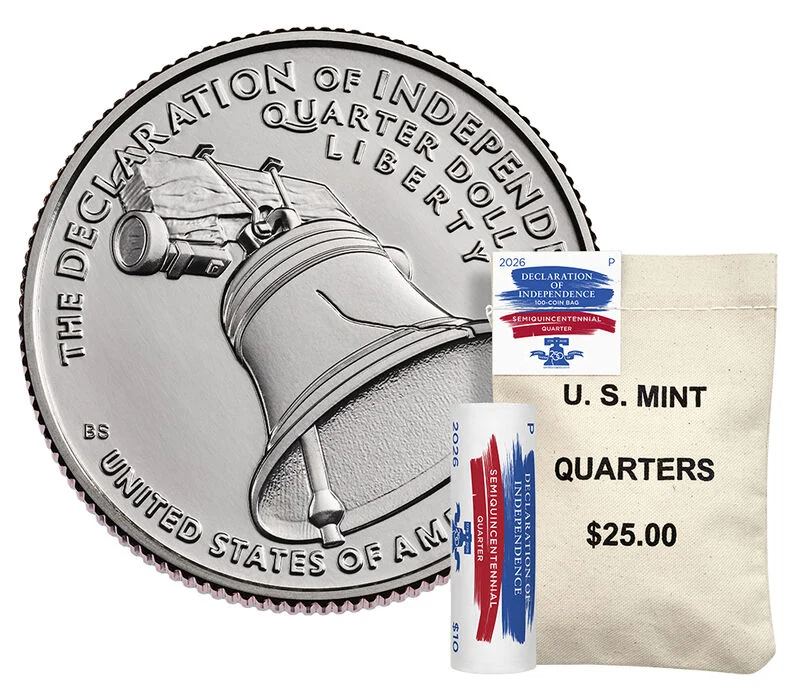 Semiquincentennial Quarters 2026 Rolls and Bags - Declaration of Independence