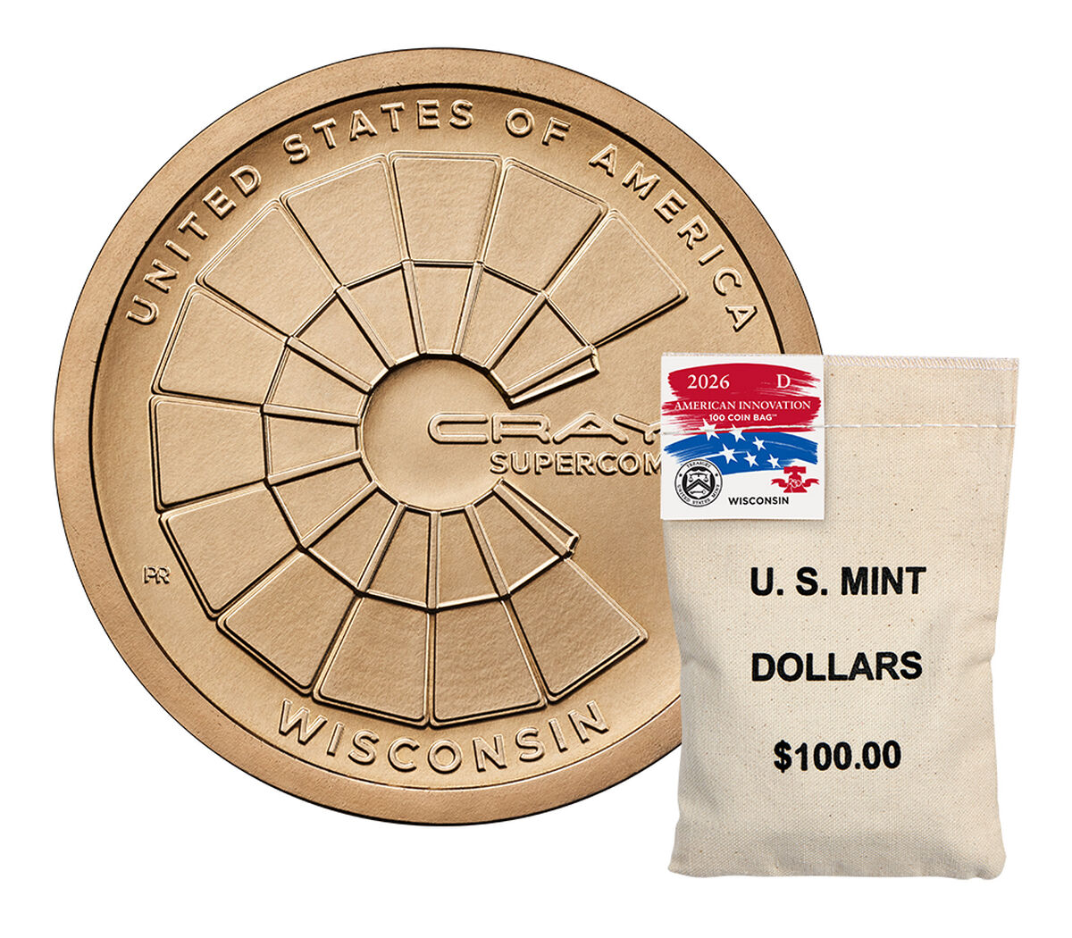 American Innovation $1 Coin 2026 Rolls and Bags - Wisconsin image number 1.0