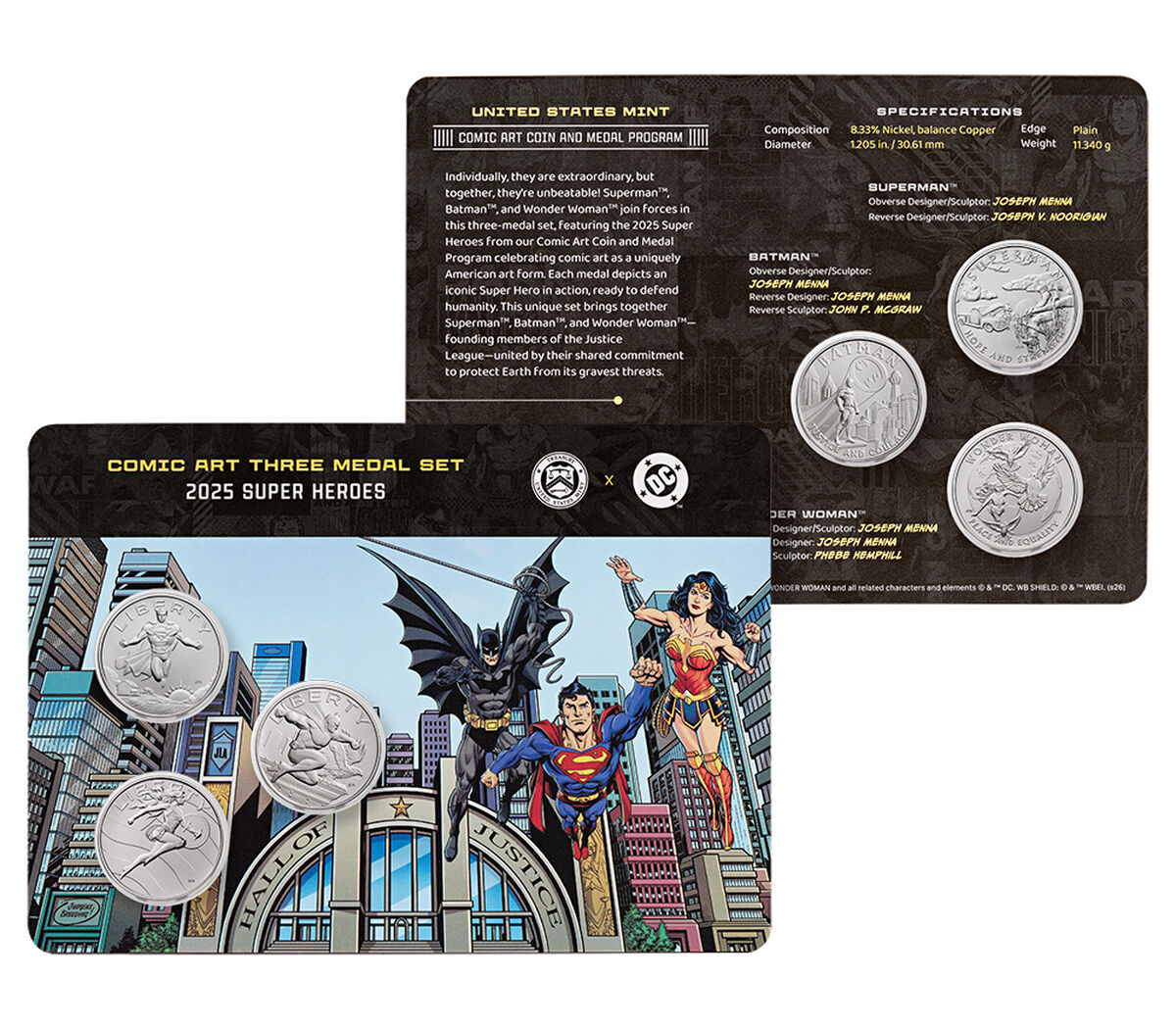 Comic Art Three Medal Set, 2025 Super Heroes, , hi-res image number 1.0