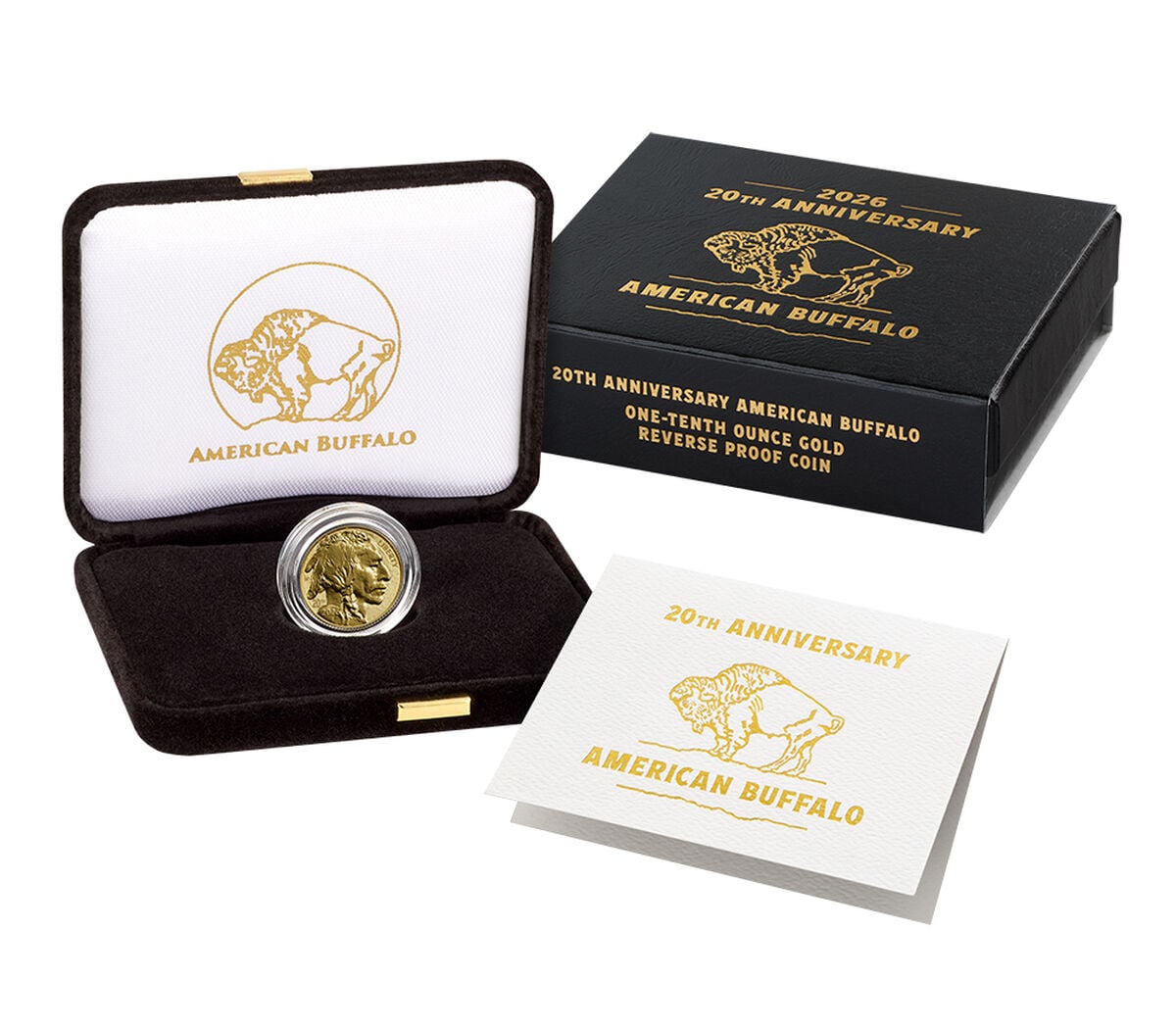 20th Anniversary American Buffalo 2026 One-Tenth Ounce Gold Reverse Proof Coin, , hi-res image number 1.0