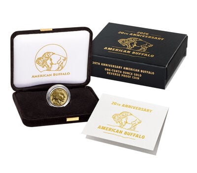 20th Anniversary American Buffalo 2026 One-Tenth Ounce Gold Reverse Proof Coin